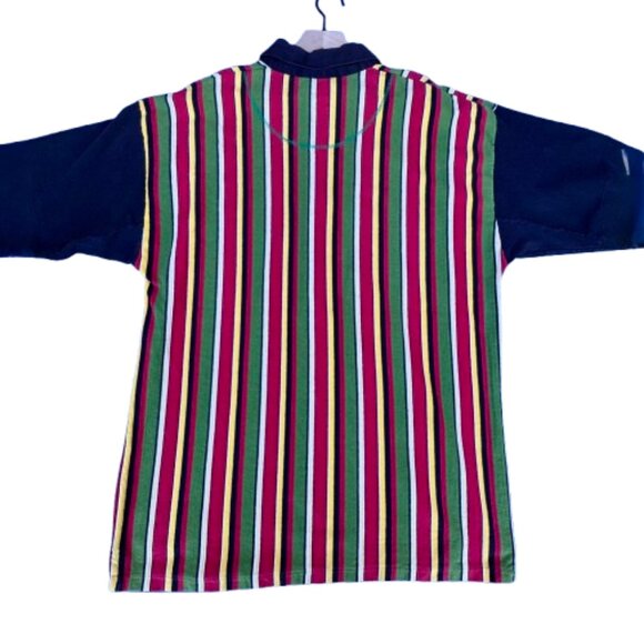 VTG Cross Colours 1/4 Zip Knit Polo OSFA Striped Hip Hop Nation ASO Tupac USA - Picture 6 of 11